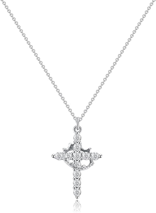 Tewiky Christian Gift Stocking Stuffers Cross Necklace for women-Dainty 14k Gold Plated/Silver Plated Pendant Necklaces Simple Cute Tiny Necklace Jewelry for Women