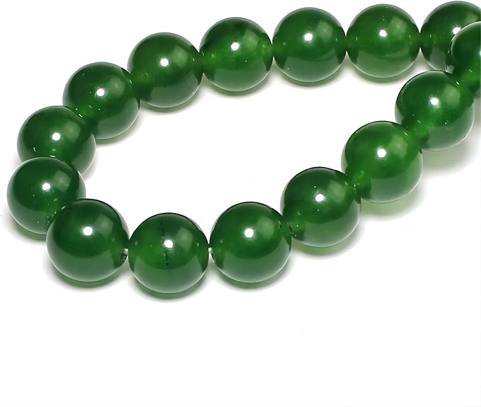 MJDCB Stone Beads 10mm 35pcs Round Blackish Green Jade Loose Gemstone Bead Charms for Jewelry Making Bracelet Necklace Earring Pendant