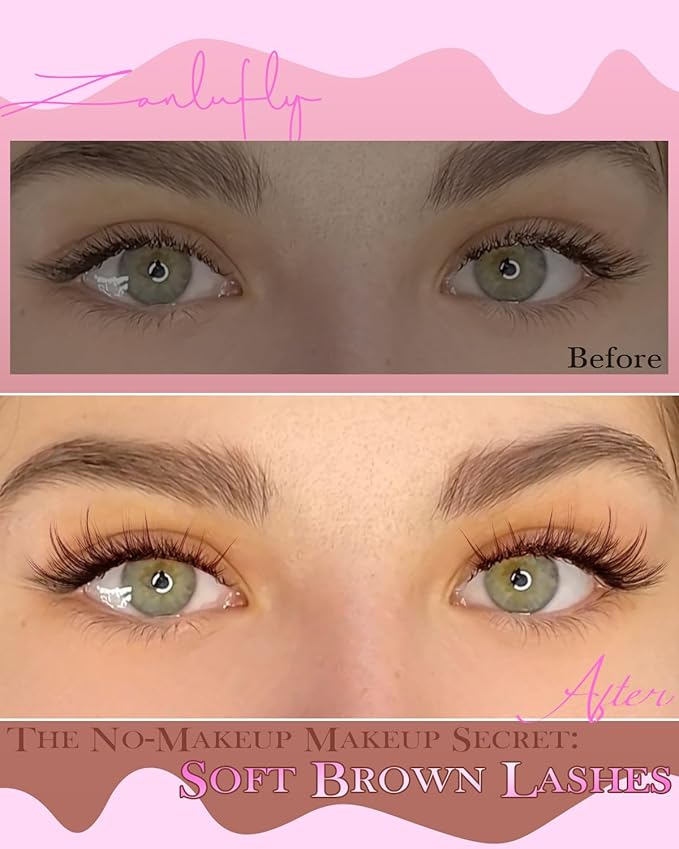 Brown Lash Clusters Manga Eyelash clusters Natural Spiky Lash Extension CD Curly Cluster Eyelash Extensions Dark Brown Individual Lashes by ZANLUFLY