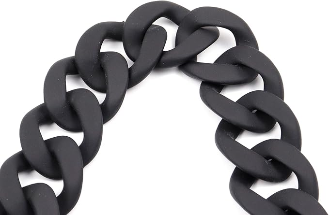 Flat Chain Strap 17.7"/45cm Shoulder Bag Strap Replacement Decorative DIY Purse & Handbag Strap Accessories, Matte Black