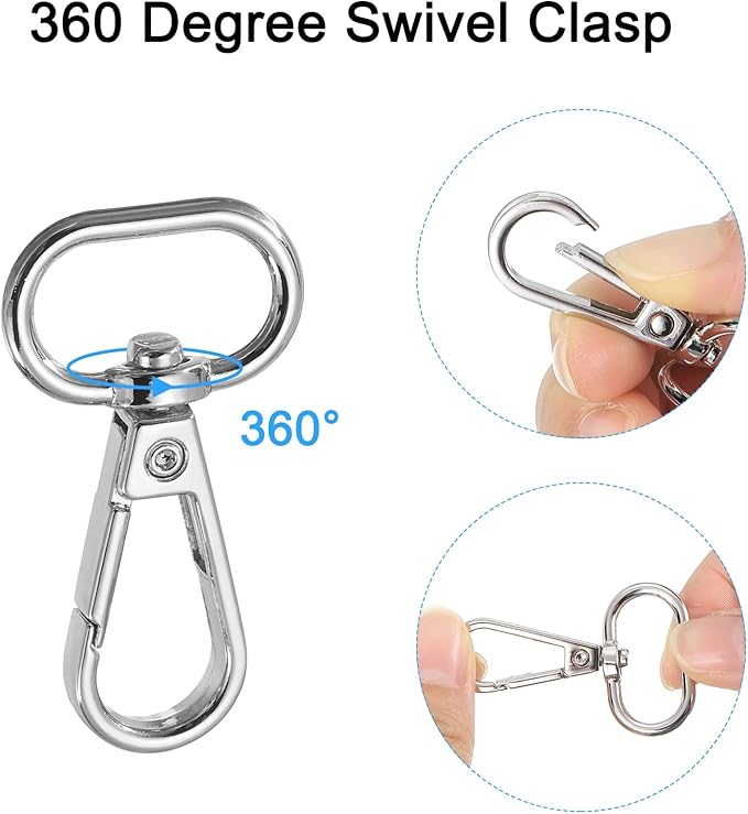 uxcell 12 Pcs Swivel Clasp Hook, 0.79" Purse Snap Clasps Detachable for Bag, Silver