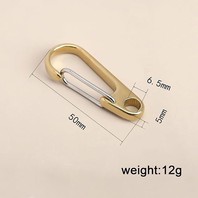 dophee 2Pcs Brass Keychain Carabiner Clip, Spring Snap Hook Clasp Keyring Pendant for Backpack Fishing Camping Hiking Dog Chain