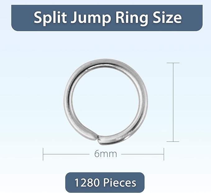 Mandala Crafts 6mm Stainless Steel Double Jump Rings for Jewelry Making - 1280 Pcs Small Split Key Rings Set for Crafts, DIY Keychains, and Accessories