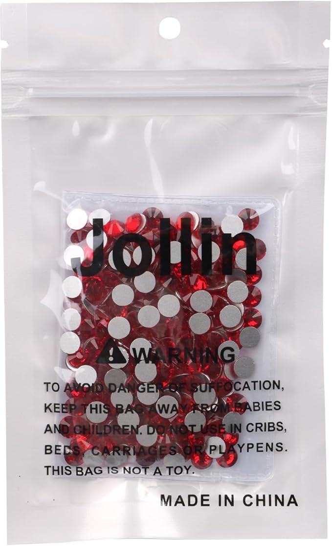 Jollin Glue Fix Flatback Rhinestones Glass Diamantes Gems for Nail Art Crafts Decorations Clothes Shoes 6.4mm (ss30 288pcs, Siam)
