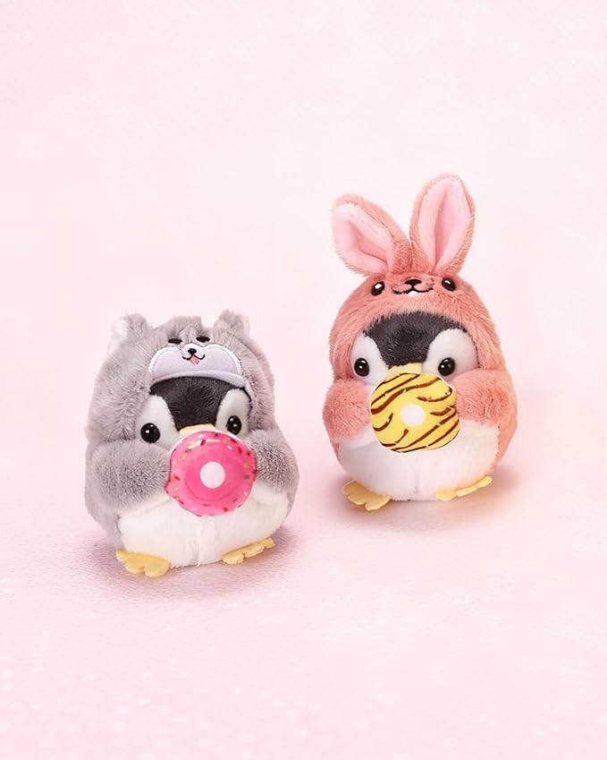 Penguin Plush Keychain Cute Stuff Cosplay Costume Change Clothing Donut Frog Unicorn Shiba Inu Bunny Tiger keyring
