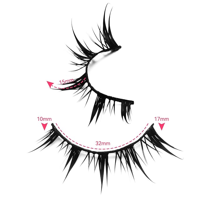 outopen 7 Pairs Manga Lashes Natural Look False Eyelashes Wispy Spiky Anime Lashes Korean Japanese Asian Style Cosplay Fake Eyelashes with Clear Band