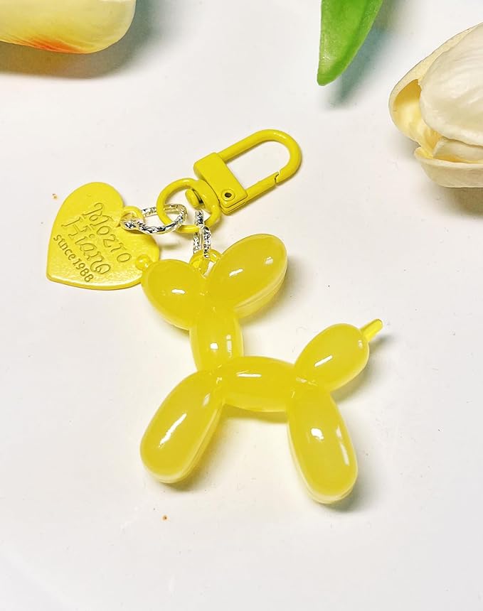 LAEKOU Jelly Balloon Dog Design Keychain for Women, Cute Girls Key Chain, Bag Charms Accessories for Car Purse Backpack