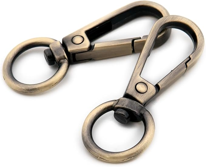 Swivel Hooks with D Ring, 10 PCS Purses Push Gate Lobster Clasps Fashion Clips Purse Making (Brushed Brass)