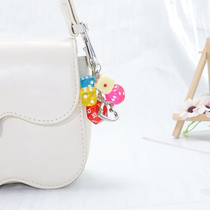 8 Ball Dice Keychain, Y2k Dice Purse Bag Charm with Cherry Star Heart Handbag Accessories for Women Men