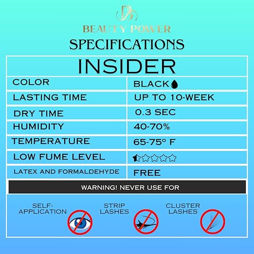 Eyelash Extension Adhesive Glue Insider - Beauty Power - Ultra-Fast 0.3 Second Drying Time - 10 Weeks Retention - Professional-Grade, Black, 0.17fl.oz / 5ml (Black Finish Ultra Fast)