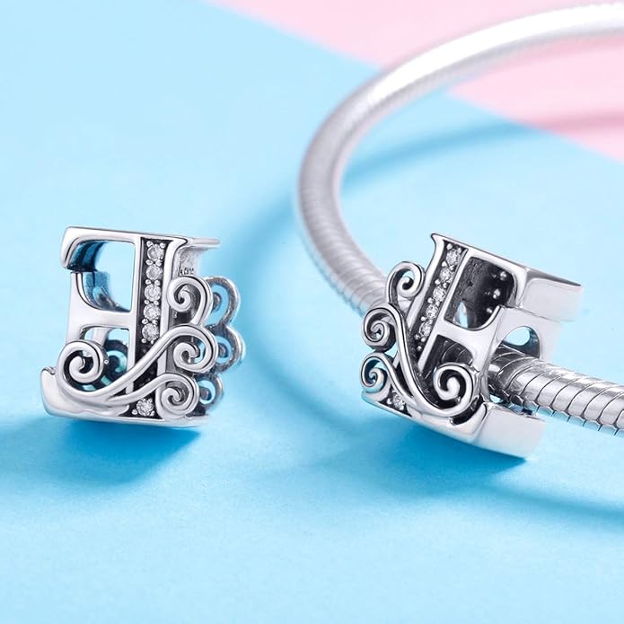 925 Sterling Silver Letter Charms for Pandora Bracelets Alphabet Initial Charms Beads Birthday Christmas Jewelry Gift for Women
