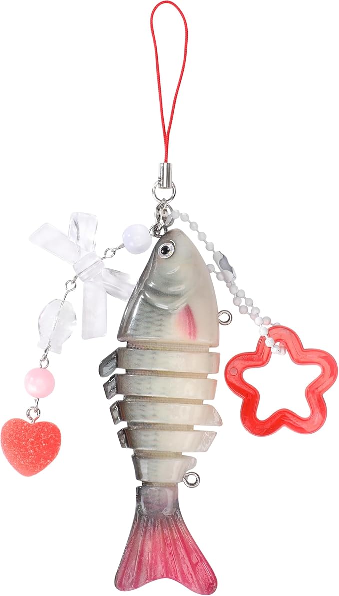 Fish Keychains Funny Fishing Keychains for Fisherman Cute Y2K Phone Charms Bag Charms Purse Accessories