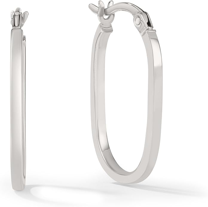 Gold Oval Tube Hoop Earrings for Women – High Polish Finish, Lightweight Hollow Design, 10K or 14K Real Gold
