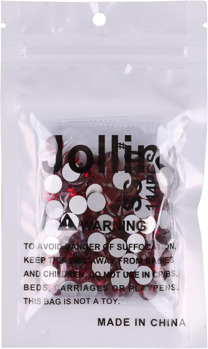 Jollin Glue Fix Crystal Flatback Rhinestones Glass Diamantes Gems for Crafting Nail Art Crafts Decorations Clothes Shoes 8.4mm (ss40 144pcs, Dark Siam)
