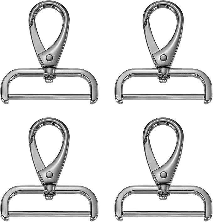 HARFINGTON 4pcs Detachable Snap Hook Swivel Clasp 1 1/2" (38mm) Zinc Alloy Lobster Claw Clasp for Keychain Lanyard Purse DIY Purse Strap, Gun Black