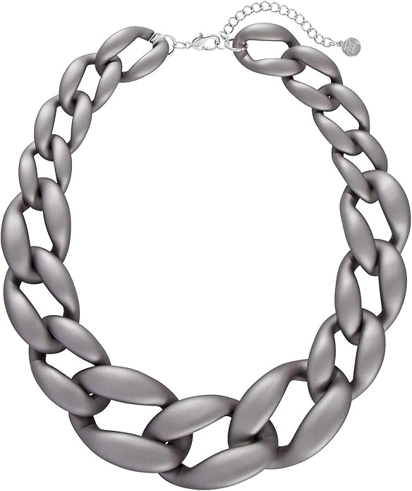 Firstmeet Chunky Acrylic Necklace Smooth Chain Link Cool Statement Choker Cuban Style Jewelry Gift for Women