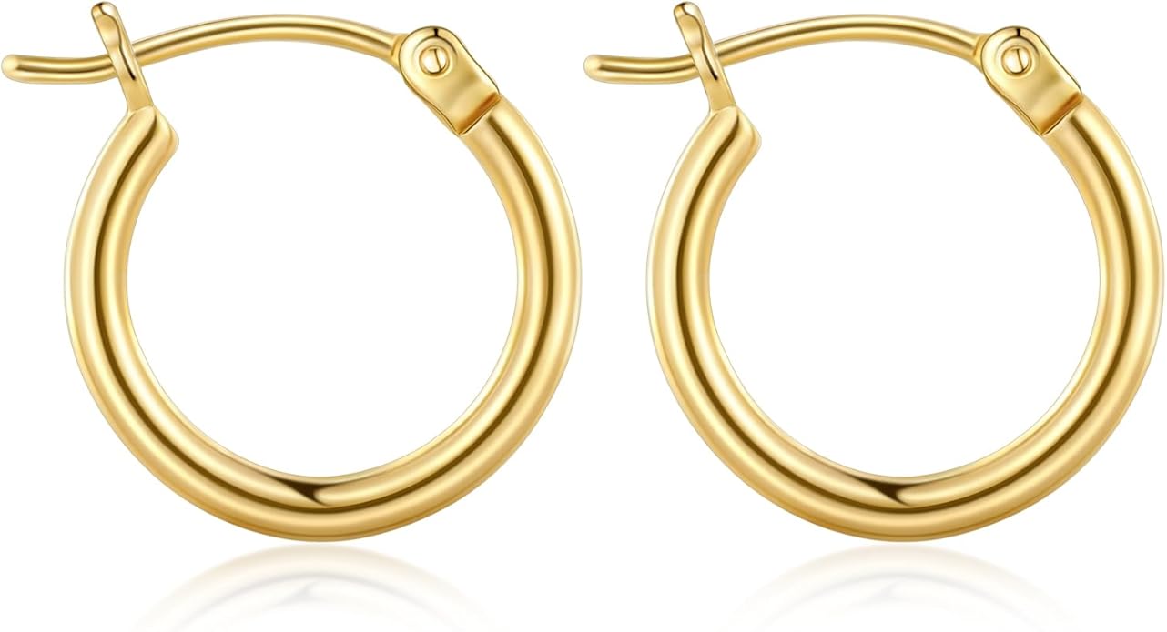 Gacimy Gold Hoop Earrings for Women 14K Real Gold Plated Hoops with 925 Sterling Silver Post