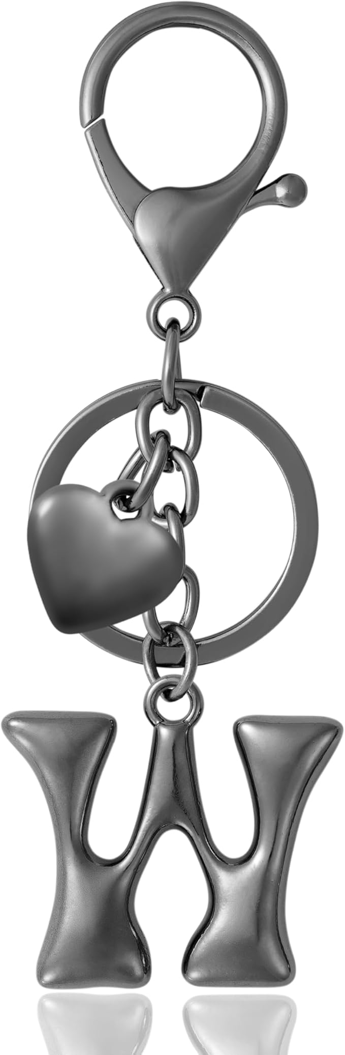 Heart Bubble Letter Keychain for Women, Girls - Cute Keychain with Initial - Alphabet Keychain for Bag Charm, Handbag
