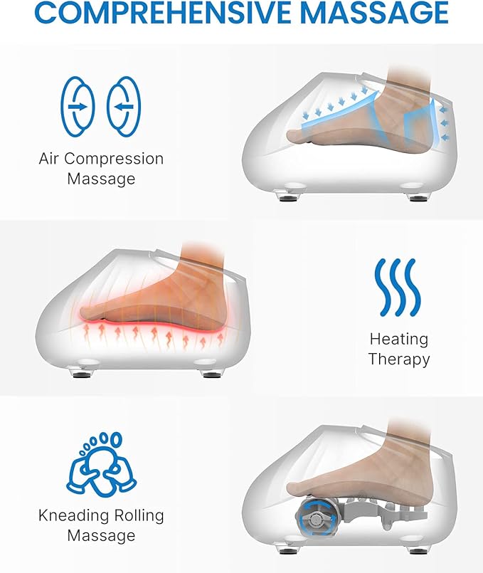 RENPHO Foot Massager Machine with Heat [2026 Upgraded], Shiatsu Foot Massager for Plantar Fasciitis, Cordless Control, FSA Eligible HSA Store Eligible, Up to Size 14, WH