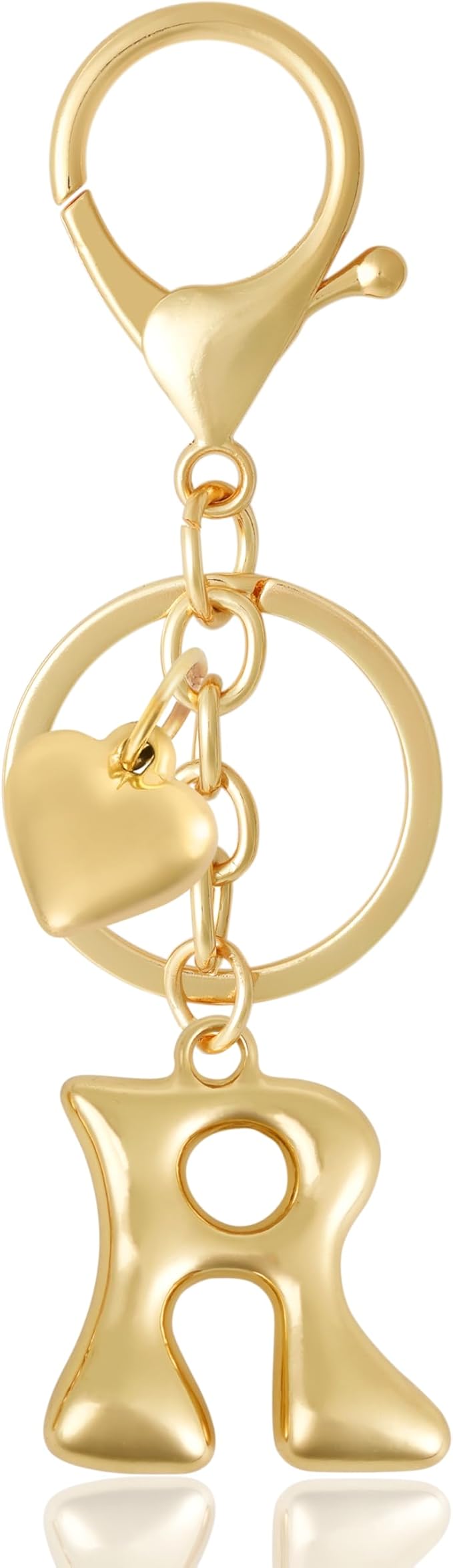 Heart Bubble Letter Keychain for Women, Girls - Cute Keychain with Initial - Alphabet Keychain for Bag Charm, Handbag