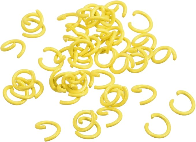 uxcell Open Jump Rings, 8mm Colorful O-Ring Connectors for DIY Crafts Jewelry Making, Carbon Steel, Yellow, 200Pcs