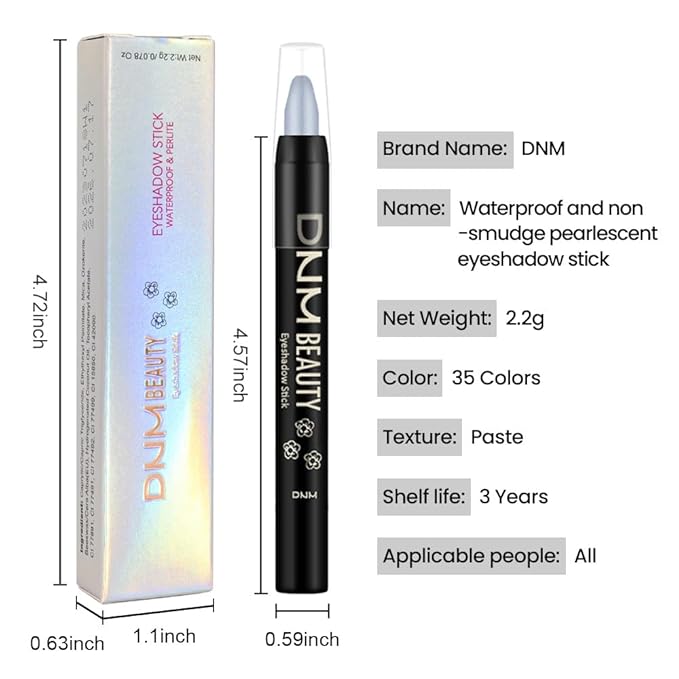 evpct Sky Blue Shimmer Cream Eye Shadow Brightener Sticks Set for Eyes, Blue Shimmery Matte Pencil Eye shadow Applicator Stick Pen Palette Makeup Waterproof sombras en crema para ojos 10#