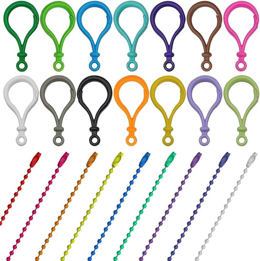 SourceTon 100Pcs Plastic Snap Clasps + 50Pcs Metal Ball Chains Kit | Adjustable Jewelry Connectors, Keychain Hooks, Backpack Clips | Assorted Colors for DIY Crafting