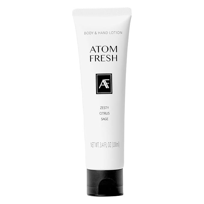 Atom Fresh Natural Vegan Body & Hand Lotion – Sweet Jam Jasmine – Intensive Hydration, Firming & Skin Barrier Strength – Radiant Glow, Non-Greasy – 13.5 fl oz (100g) (100g, Zesty Citrus Sage)