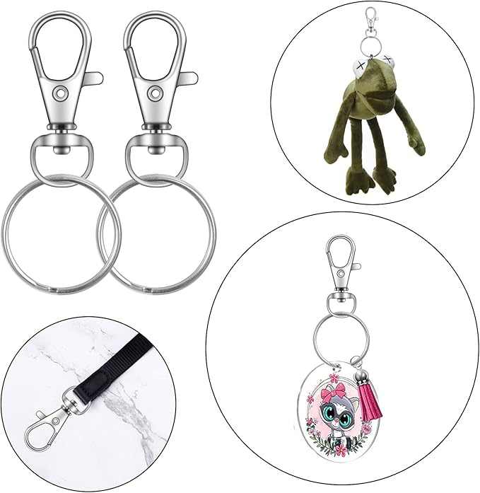 70PCS Swivel Snap Hooks with Key Rings, Metal Lobster Claw Clasp, Keychain Rings for Crafts 1.25inch/32mm