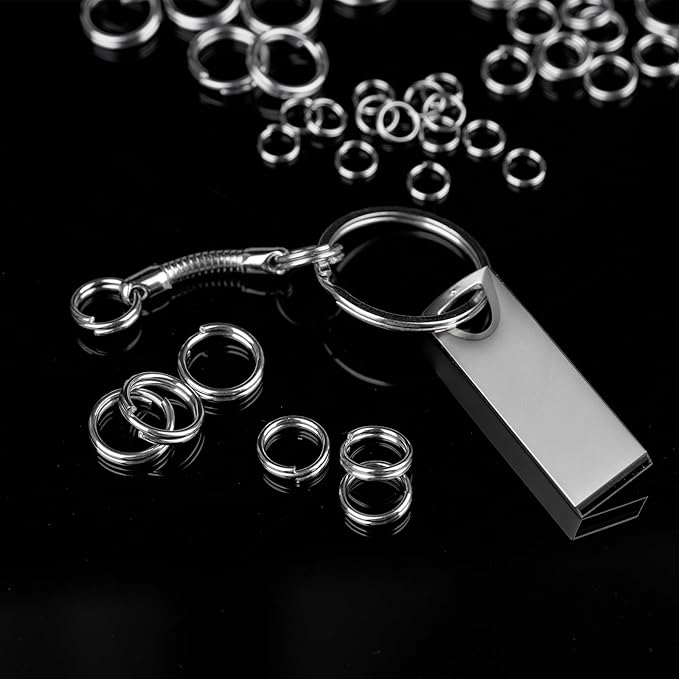 400 Pieces Premium 304 Stainless Steel Split Ring Double Jump Ring Small Key Chain Ring for Ornament Crafts, 4 Sizes(6mm 8mm 10mm 12mm Diameter)