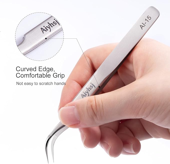 Precision Tweezer, Upgraded Professional Fine Tip curved, High-end Stainless Steel Tweezers for Craft, Electronics, Soldering, Eyelash Extensions, Laboratory Work, Jewelry-Making