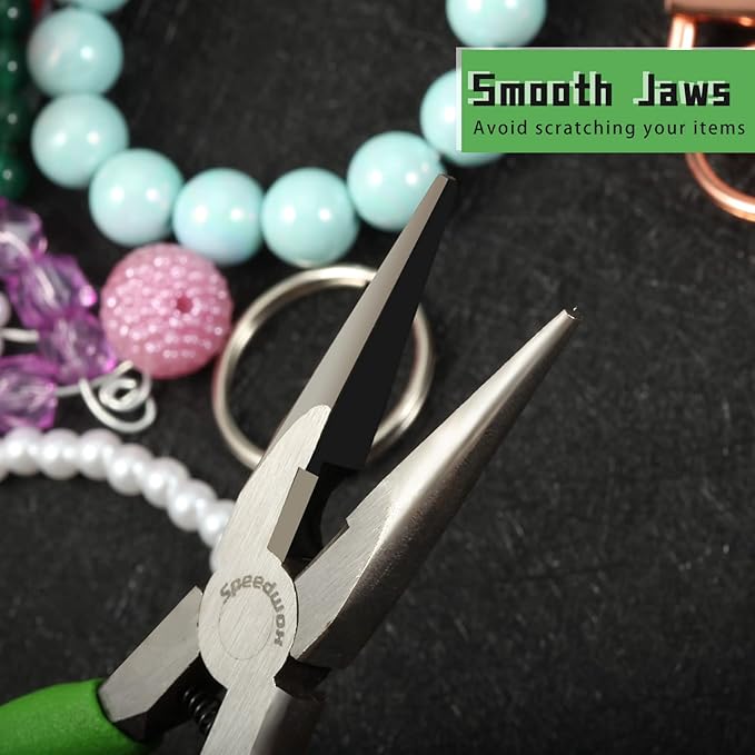 SPEEDWOX 5 Inch Long Nose Pliers with Cutter and Chain Nose Pliers for Jewelry Making