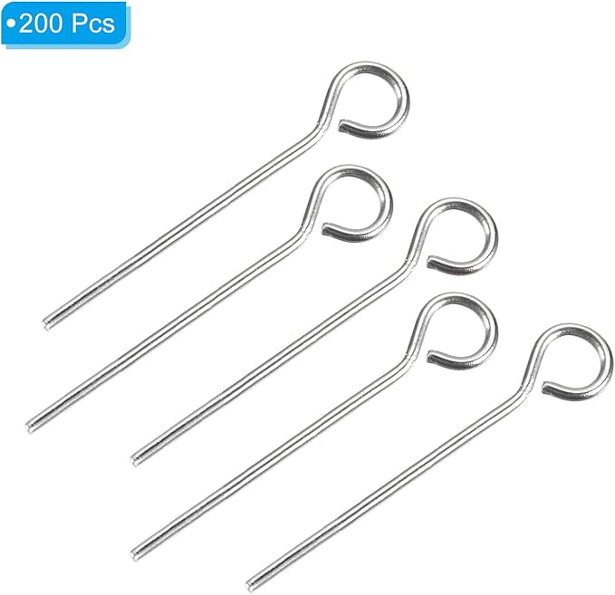 PATIKIL 200Pcs 304 Stainless Steel Jewelry Eye Pins 16mm 22 Gauge Silver Open Eye Pins for Jewelry Making DIY Craft Necklaces Bracelets Earrings