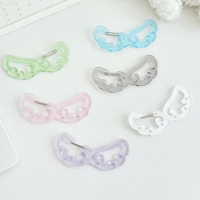 Wing/Star Shape Carabiner Hook Clips Lovely Phone Pendant Charm Acrylic Buckle Keychain For Backpack Handbag Gifts Outdoor Keyring Hook