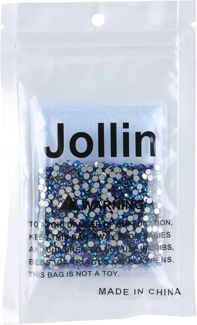 Jollin Glue Fix Crystal Flatback Rhinestones Glass Diamantes Gems for Crafting Nail Art Crafts Decorations Clothes Shoes 2.8mm (ss10 2880pcs, Jet AB)