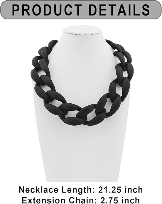 Firstmeet Chunky Acrylic Necklace Smooth Chain Link Cool Statement Choker Cuban Style Jewelry Gift for Women