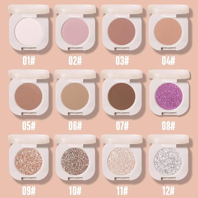 Matte Single Eyeshadow Palette Makeup for Green Blue Eyes, Light Brown Matte Eyeshadow For Women, Holographic Multichrome Cream Iridescent Single Monochrome Eye Shadow Makeup