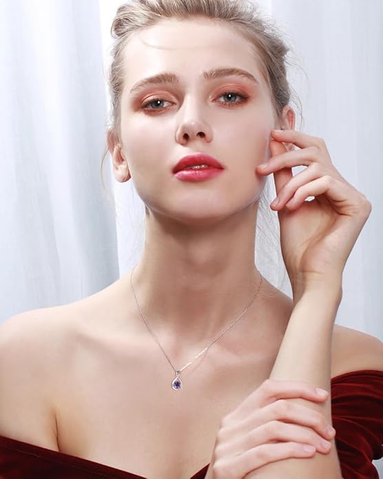 FANCIME 14K Solid Gold Birthstone Pendant with Sterling Silver Chain Infinity Gemstone Necklace Fine Jewelry Anniversary Birthday Christmas Gifts for Women Wife Her