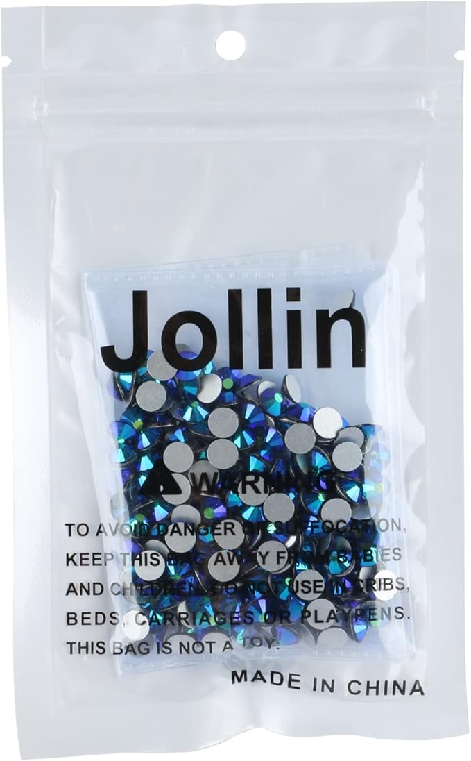 Jollin Glue Fix Crystal Flatback Rhinestones Glass Diamantes Gems for Crafting Nail Art Crafts Decorations Clothes Shoes 6.4mm (ss30 288pcs, Jet AB)
