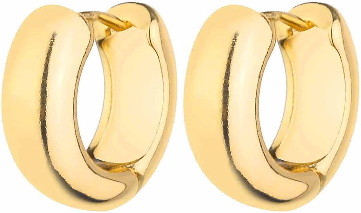 HILXURY Gold Chunky Hoop Earrings Set for Women, 14K Gold Plated Twisted Huggie Hoop Earring Hypoallergenic, Thick Open Hoops Set Lightweight