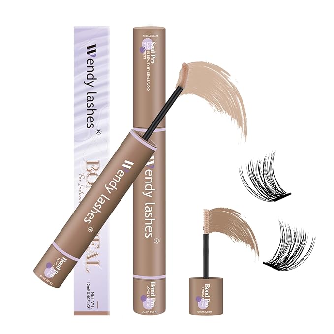 WENDY LASHES Brown Lash Cluster Glue, Lash Bond and Seal Waterproof, Quick-Dry Long-Lasting 72H Eyelash Glue for Clusters, Eyelash Adhesive, More Natural, More Solid, and More Gentle - 12ml