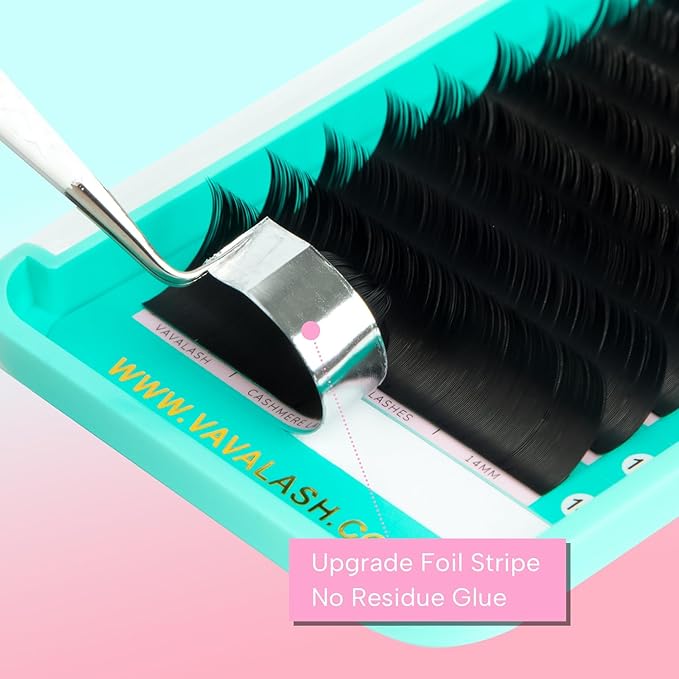 VAVALASH Cashmere Eyelash Extensions 0.03/0.05/0.07/0.15 Premium Lashes B L J Curl Volume Lash Extensions, Soft Super Matte Black Professional Lashes Extension Tray Supplies (0.05-J-8-15MM)
