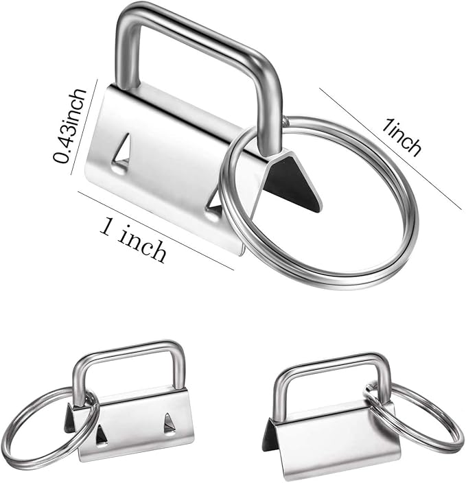 Qovydx 45Pcs 1 Inch Silver Wristlet Key Fob Hardware 1" Metal Key Chain Fob Wristlet Hardware with Split Rings Key Fob Keychain Wristlet for Lanyard