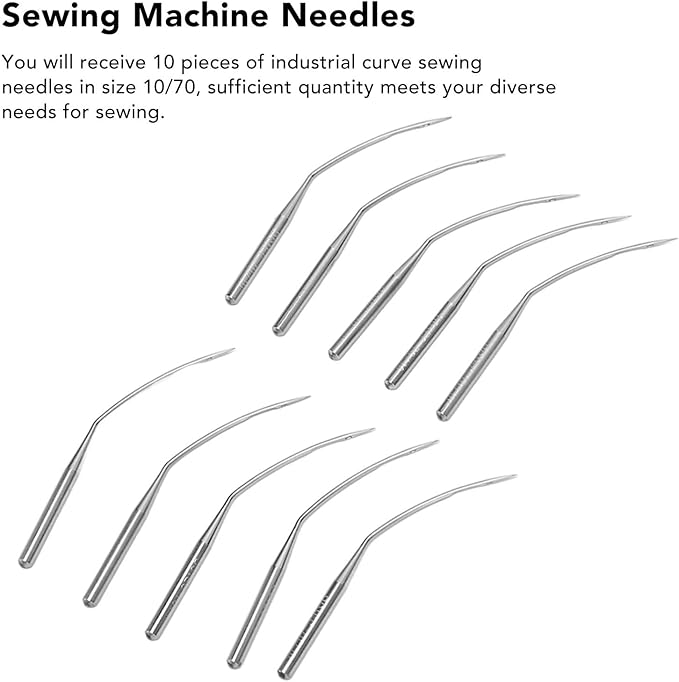 10Pcs Industrial Blindstitch Curve Sewing Needle, Sewing Machine Needles for Repair Replacement(LWx6T 10#）