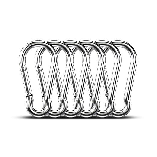 Large Carabiner Clip Hooks, 6pcs 4 inch Carabiners Heavy Duty, 304 Stainless Steel Spring Snap Hook Fits Camping Hanging Hiking Weight Lifting, Metal Clips for Rope or Chain