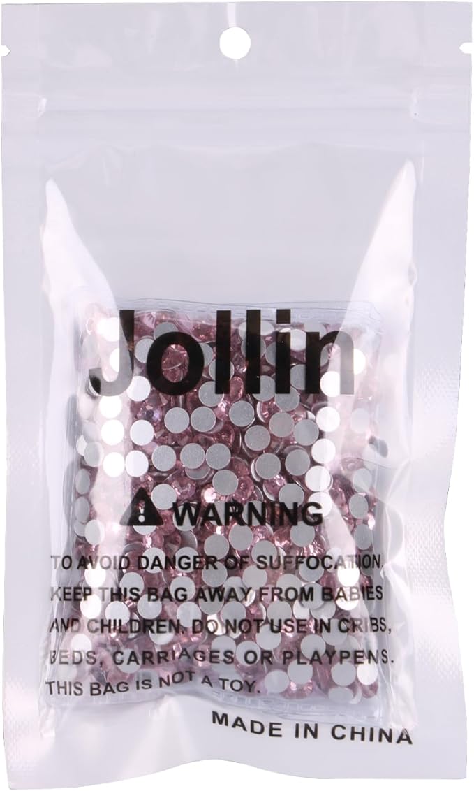 Jollin Glue Fix Crystal Flatback Rhinestones Glass Diamantes Gems for Crafting Nail Art Crafts Decorations Clothes Shoes 4.8mm (ss20 1440pcs, Pink)