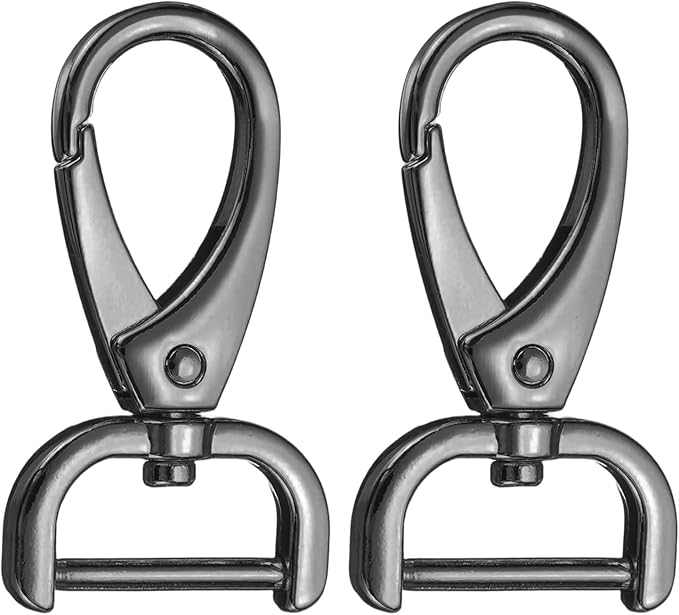HARFINGTON 2Pcs Detachable Snap Hook Swivel Clasp 3/4" D Ring with Swivel Lobster Claw Clasps Hook for Purse Strap Keychain Bag DIY Craft, Gunmetal