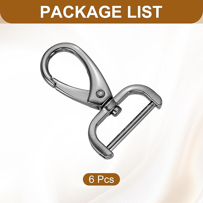 HARFINGTON 6pcs Detachable Snap Hook Swivel Clasp 1" (25mm) Zinc Alloy Lobster Claw Clasp for Keychain Lanyard Purse DIY Purse Strap, Gun Black