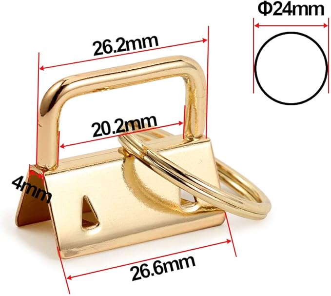 SPEEDWOX Key Fob Pliers and 20 Sets 1 Inch Key Fob Hardware with Keychain Split Rings Webbing Fabric Strapping Wristlet Golden Set Glass Breaking Pliers Tools with Rubber Tips