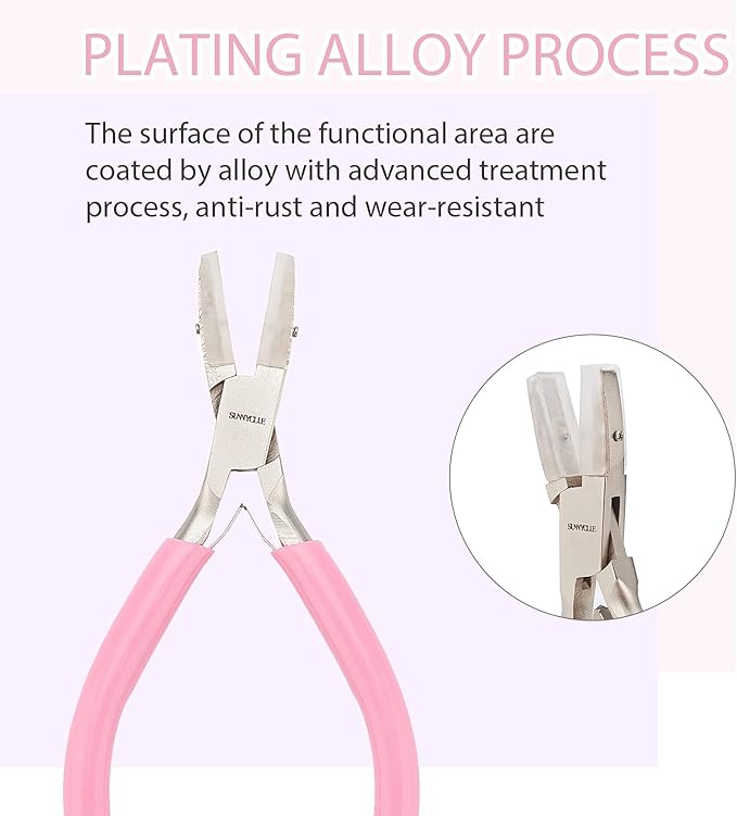 SUNNYCLUE 5.4 Inch Double Nylon Jaw Flat Nose Pliers Mini Precision Pliers Wire Forming Bending Tools for DIY Jewelry Making Hobby Projects Pink